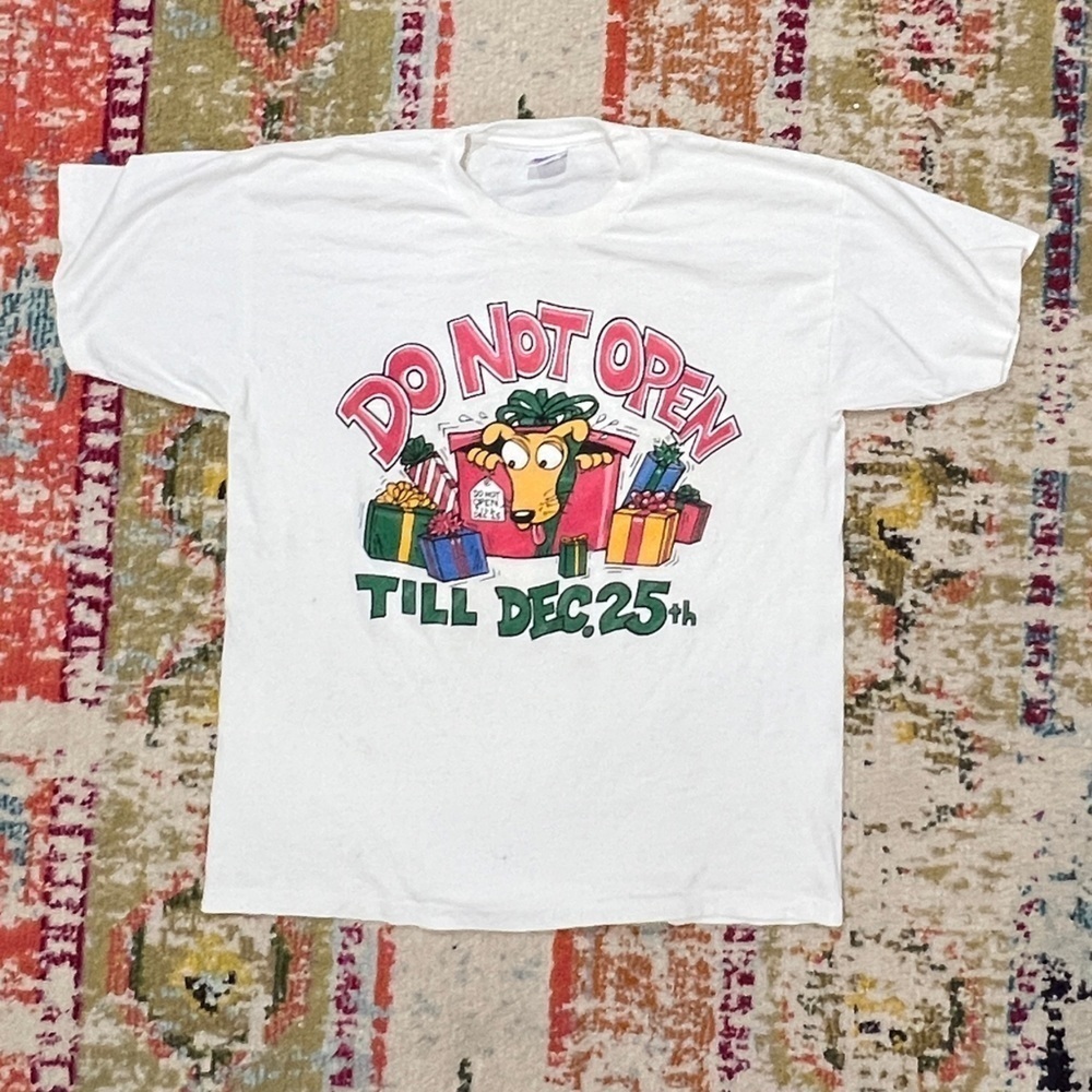 Vintage 90s Don't Open Till Christmas Ugly Xmas 1990s Dog Tshirt